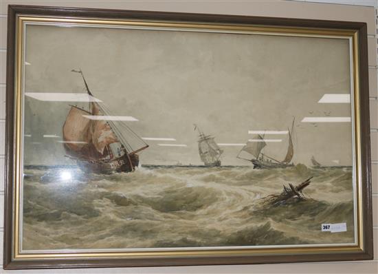 Style of T.B. Hardy Fishing boats at sea 24.5 x 38in.